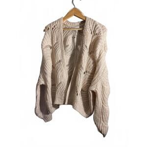 Silver Flint Blush Over sized Boxy Knit Boho Cardigan Sweater/Large